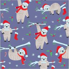 Creativ Company Gift wrap, Sloth with Christmas hat, W: 50 cm, 80 g, purple, 5 m/1 roll