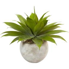 Beige Artificial Plants Nearly Natural 24" Agave Artificial Plant Colored Bowl Artificial Plant