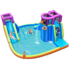 Toys Costway Inflatable Water Park Double Water Slide w/ 4 Sprayers & 2 Water Guns
