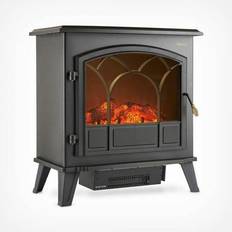 Freestanding electric fire VonHaus Electric Stove Heater 1850W â Freestanding Fireplace with Wood Burning led Light â Portable Fire Place with Log Burner Flame Effect â L61.5 x D34 x