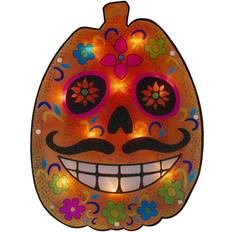 Northlight 15 Lighted Sugar Skull Pumpkin Halloween Window Silhouette