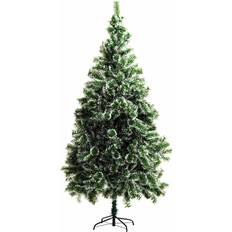 Christmas Trees on sale Homcom Frost Artificial Green/White Christmas Tree 210cm