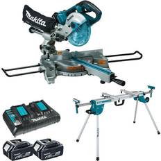 Makita Mitre Saws Makita DLS714NZ 36V LXT Brushless Slide Compound Mitre Saw with 2 x 5.0Ah Batteries Charger & Stand