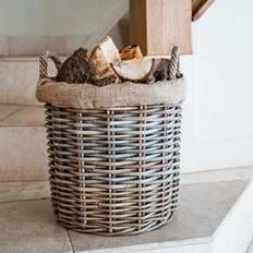 Ivyline Set of 2 Round Wicker Log Baskets