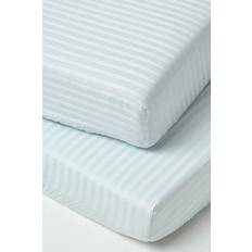 Homescapes Cotton Stripe Fitted Cot Sheets 330 Thread Count, 2