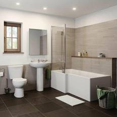 Essentials L Bathroom Suite with Left Hand Bath