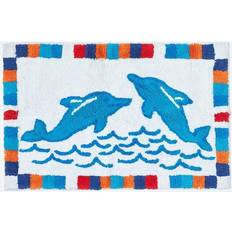 Homescapes Cotton Tufted Washable Blue Dolphins Rug