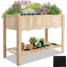 Costway Elevated Fir Wood Garden Raised Bed Planter