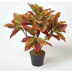 Black Artificial Plants Homescapes Red Rushfoil' Artificial Croton Plant with Artificial Plant