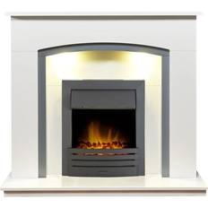 Adam Tuscany Fireplace in Pure White & Grey with Eclipse Electric Fire in Black, 48 Inch