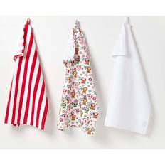 Homescapes Owls Cotton Tea Towels Kitchen Towel Red