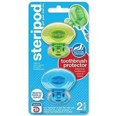 Steripod Clip-On Toothbrush Protector Green Blue 2 Count