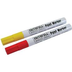 Faithfull FAIPMYELRED Paint Marker Pen Yellow & Red (Pack 2)