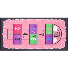 Beliani Kids Room Rug Polyester Runner Hopscotch Print Play Mat 80x150 Pink Honaz