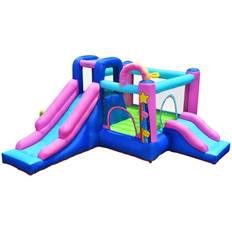 Gymax Inflatable Bounce House with Slides and Mesh Protection