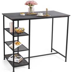 Gymax Modern Kitchen Breakfast Counter Dining Bar Table with 3-Tier Shelves