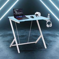 Techni Sport 24 Kids Gaming Desk with Blue Glossy Finish Cupholder and Headphone Hook