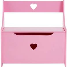 Pink Small Storage Kid's Room Premier Housewares Interiors PH Kids Storage Box/Seat Pink Heart Design Mdf