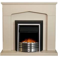 Freestanding electric fire Adam Cotswold Fireplace in Stone Effect with York Freestanding Electric Fire in Brushed Steel, 48 Inch