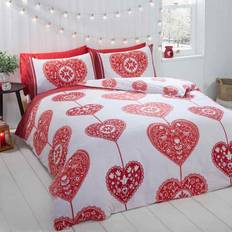 MCU Furnishings Rapport Home Scandi Heart Duvet Cover Red (200x200cm)