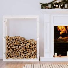 vidaXL Firewood Rack White 80x25x100 cm Solid Wood Pine