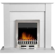 Adam Sutton Fireplace in Pure White with Blenheim Electric Fire In Chrome, 43 Inch