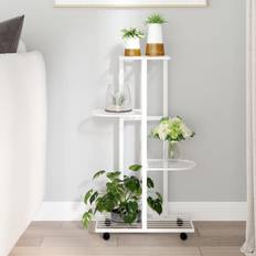 vidaXL 4-Floor Flower Stand with Wheels