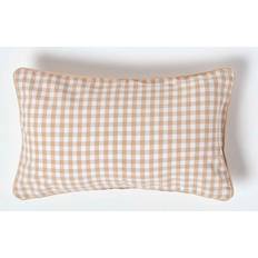 Homescapes Gingham Check Cushion Cushion Cover Beige