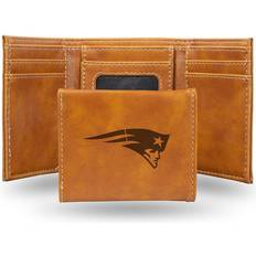 NFL Football Fan Shop Rico Patriots Laser-Engraved Brown Trifold Wallet