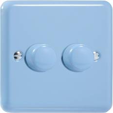 Varilight Pastel 2 x 250W 2-Way Push-on Push-off Dimmer Light Switch Duck Egg Blue