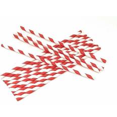 Essential Housewares Premium Striped Paper Straws, 50pcs, Red