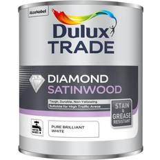 Dulux trade diamond white satinwood Dulux Diamond Satinwood Wood Paint Pure Brilliant White 2.5L