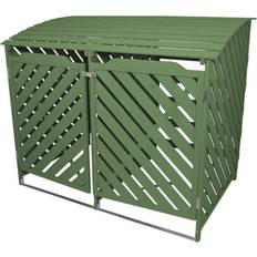 Double Green Wheelie Bin Wooden Storage Shed Store (Building Area )