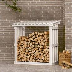 vidaXL Firewood Rack White 108x64.5x109 cm Solid Wood Pine