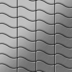 Alloy - Mosaic tile massiv metal Stainless Steel brushed grey 1.6mm thick