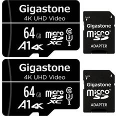 64gb micro sd card Gigastone Micro SD Card 64GB 2-Pack with 2x SD Adapter 2x Mini-case, 4K UHD Video, Surveillance Security Cam Action Camera Drone Professional, 90MB