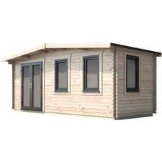 Power Grey Sheds power Sheds 8 18ft Left Hand Door Chalet Log Cabin (Building Area )