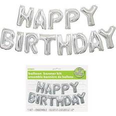 Birthdays Letter Balloons Unique Party Happy Birthday Balloon Banner Kit (Silver)