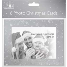 6 Pack Of 4" X 6" Photo Christmas Cards With Envelopes Silver Red Or Gold/Silver