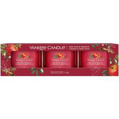 Red Scented Candles Yankee Candle Red Wreath Set of Three Filled Votives Scented Candle