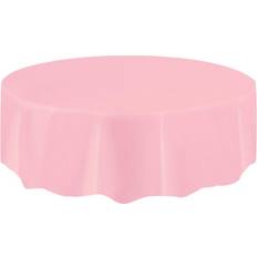 Red Table Cloths Unique Party 50382 Round Baby Pink Plastic Tablecloth, 7ft