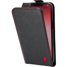 13 mini leather iPhone 13 Mini Leather Flip Case (MagSafe Compatible) Black with Red Detail