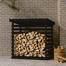 vidaXL Firewood Rack Black 108x73x108 cm Solid Wood Pine Black