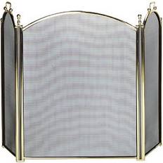 Uniflame 3 Fold Polished Brass Fireplace Screen W/ Woven Mesh