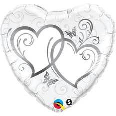 Qualatex 18" Entwined Hearts Silver Foil Balloon