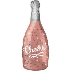 Cheers Rose Gold XL Champagne Bottle Foil Balloon, none