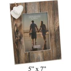 Juliana Wedding Brown Wooden Vintage with 2 Hearts 5''x7'' Photo Frame