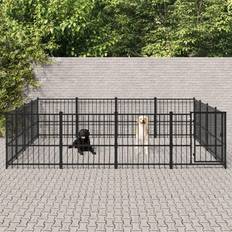 vidaXL Dog Kennel Steel 15.05 mÂ² - Black