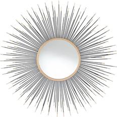 Pacific Black Gold Metal Starburst Round Wall Mirror