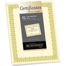 Southworth Premium Fleur Design 8.5" x 11" Certificates, Ivory/Gold, 15/Pack (CTP1V) Ivory